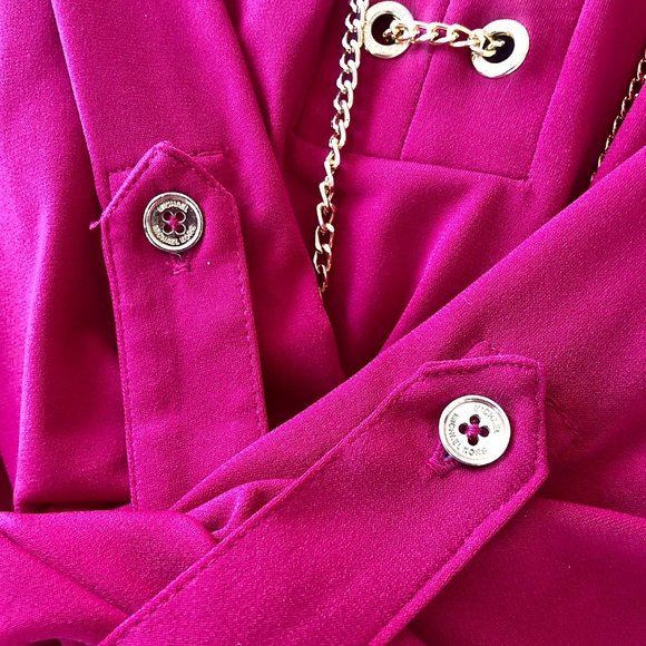Michael Kors Chain Lace Up Dress Fuschia Pink Workday Fashion Brunch Outfit - Picture 8 of 9